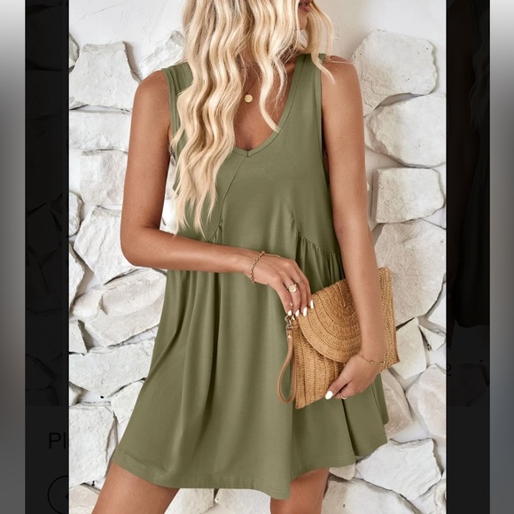 Plunge Wide Strap Mini Tank Dress - Picture 3 of 5